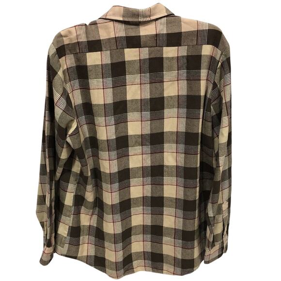 Sears Mens Vintage 80s/90s Button Front Shirt Brown Plaid Acrylic Tall L 16-16.5 - Picture 2 of 4